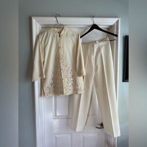 Daisy’s Creations Vintage Elegant Two-Piece Embroidered Tunic & Pants Set Size 6
